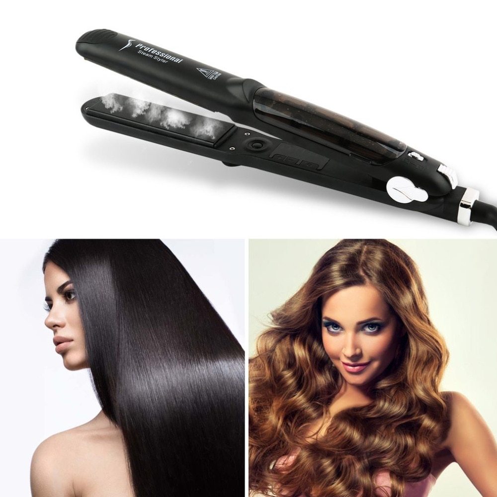 Steam Function Flat Iron Tourmaline Ceramic Vapor Professional Hair Straightener with Argan Oil Infusion Straightening Irons Steam Function Flat Iron Tourmaline Ceramic Vapor Professional Hair Straightener with Argan Oil Infusion Straightening Irons